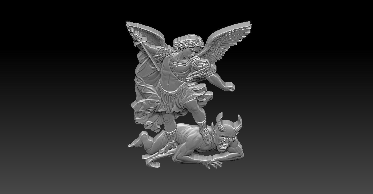 1 Archangel Michael Relief CNC Relief Model 3D print model_4