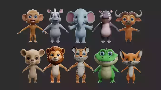 10 Wild Animals Cartoon