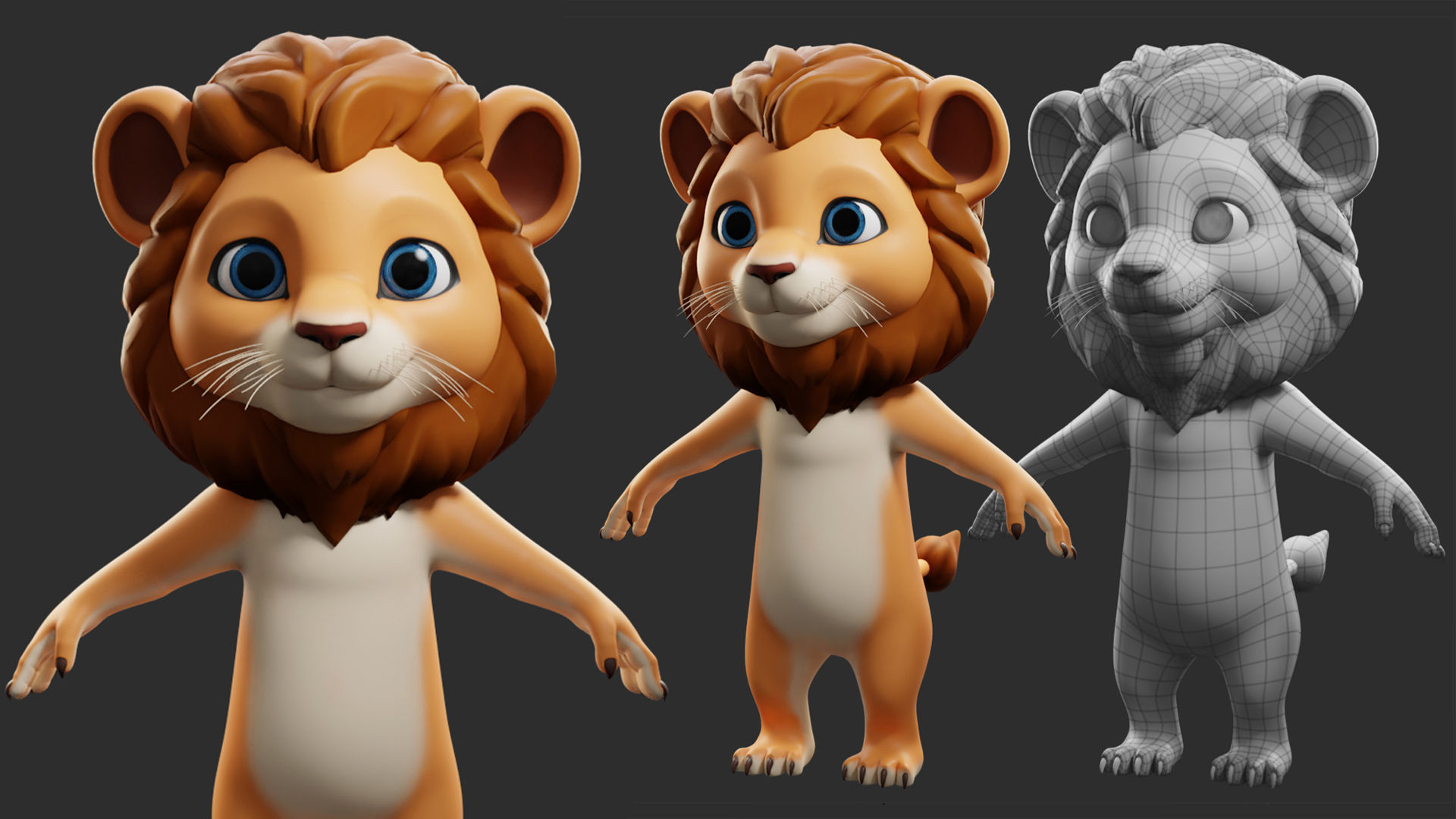 10 Wild Animals Cartoon 3D Model Collection_9
