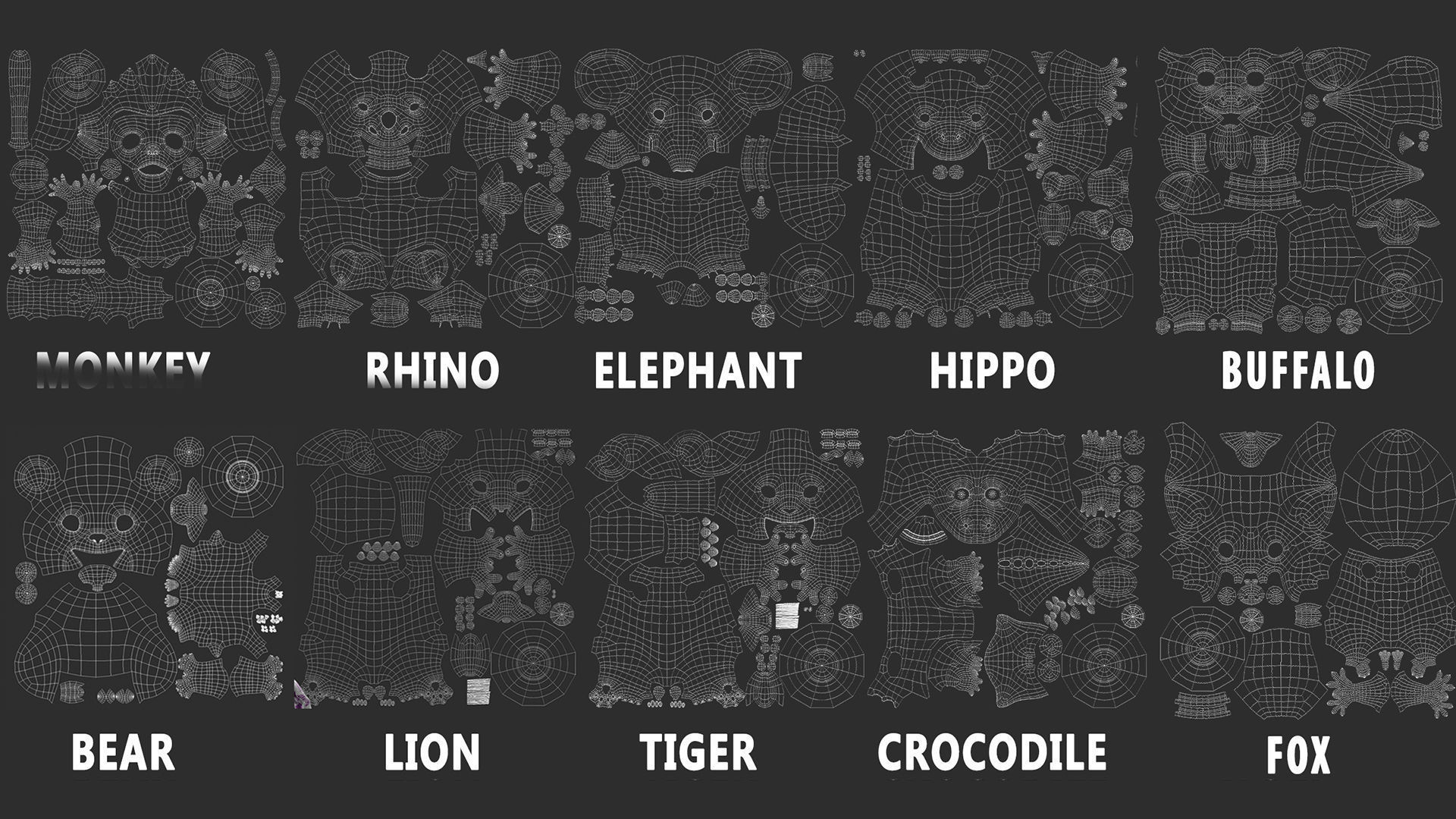 10 Wild Animals Cartoon 3D Model Collection_3