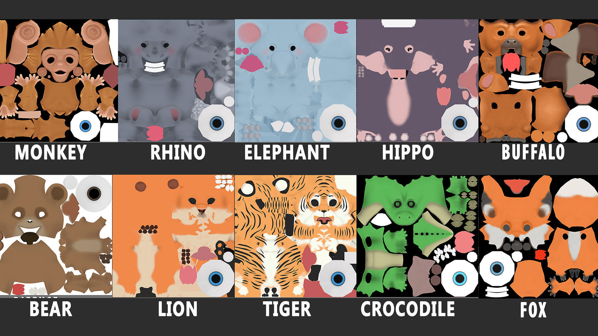 10 Wild Animals Cartoon 3D Model Collection_4