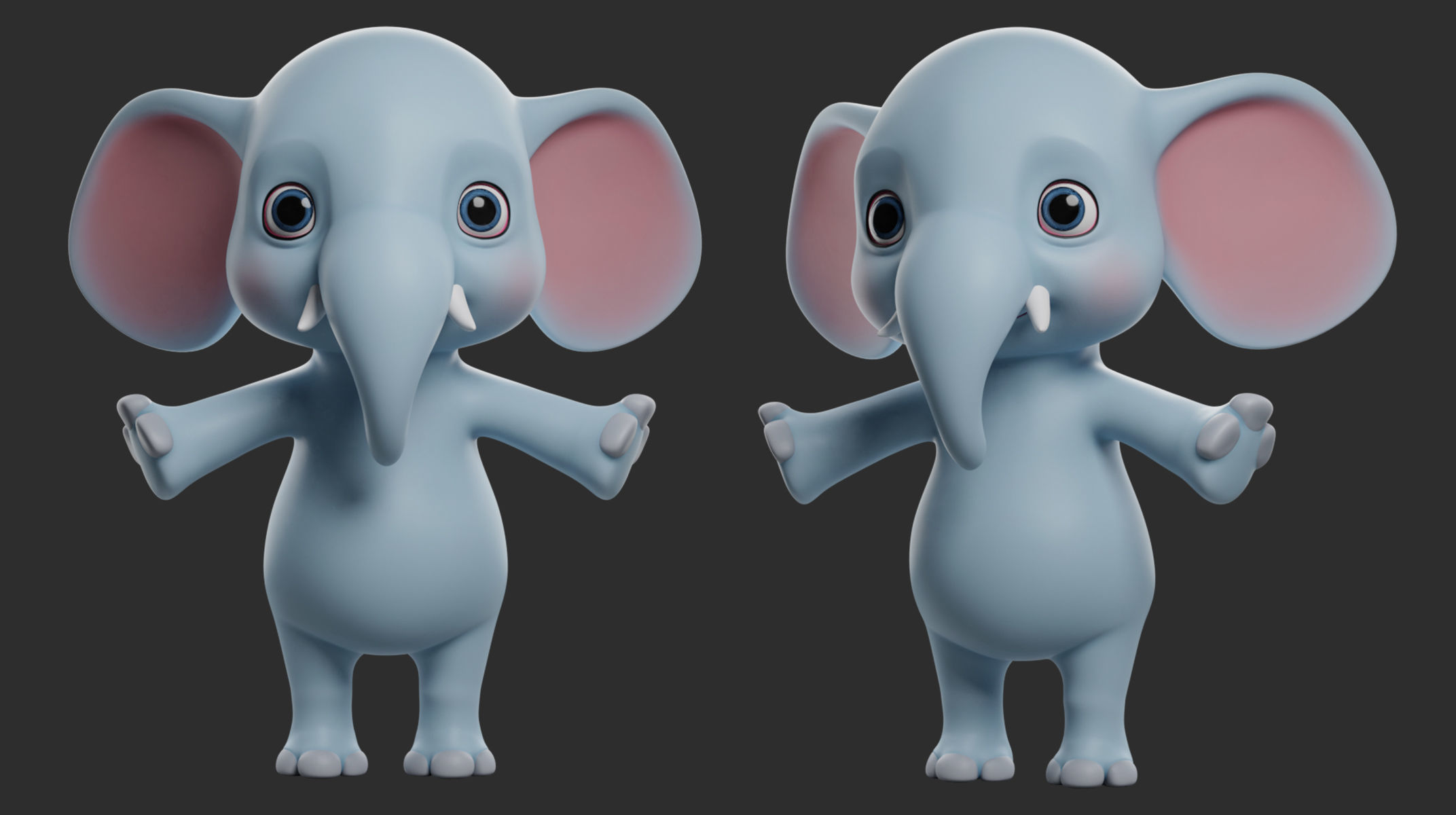 10 Wild Animals Cartoon 3D Model Collection_6