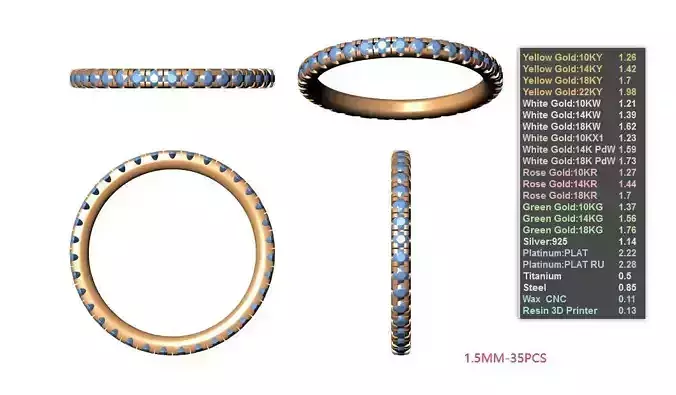 3DM Personalized Minimalist Eternity Band for Women