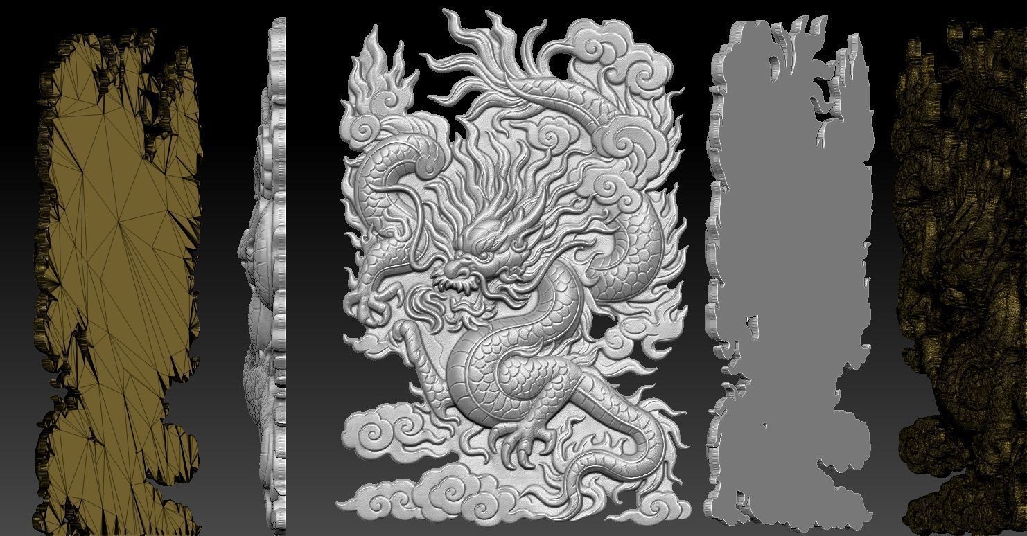 4 Dragon CNC Relief Model 3D print model_5