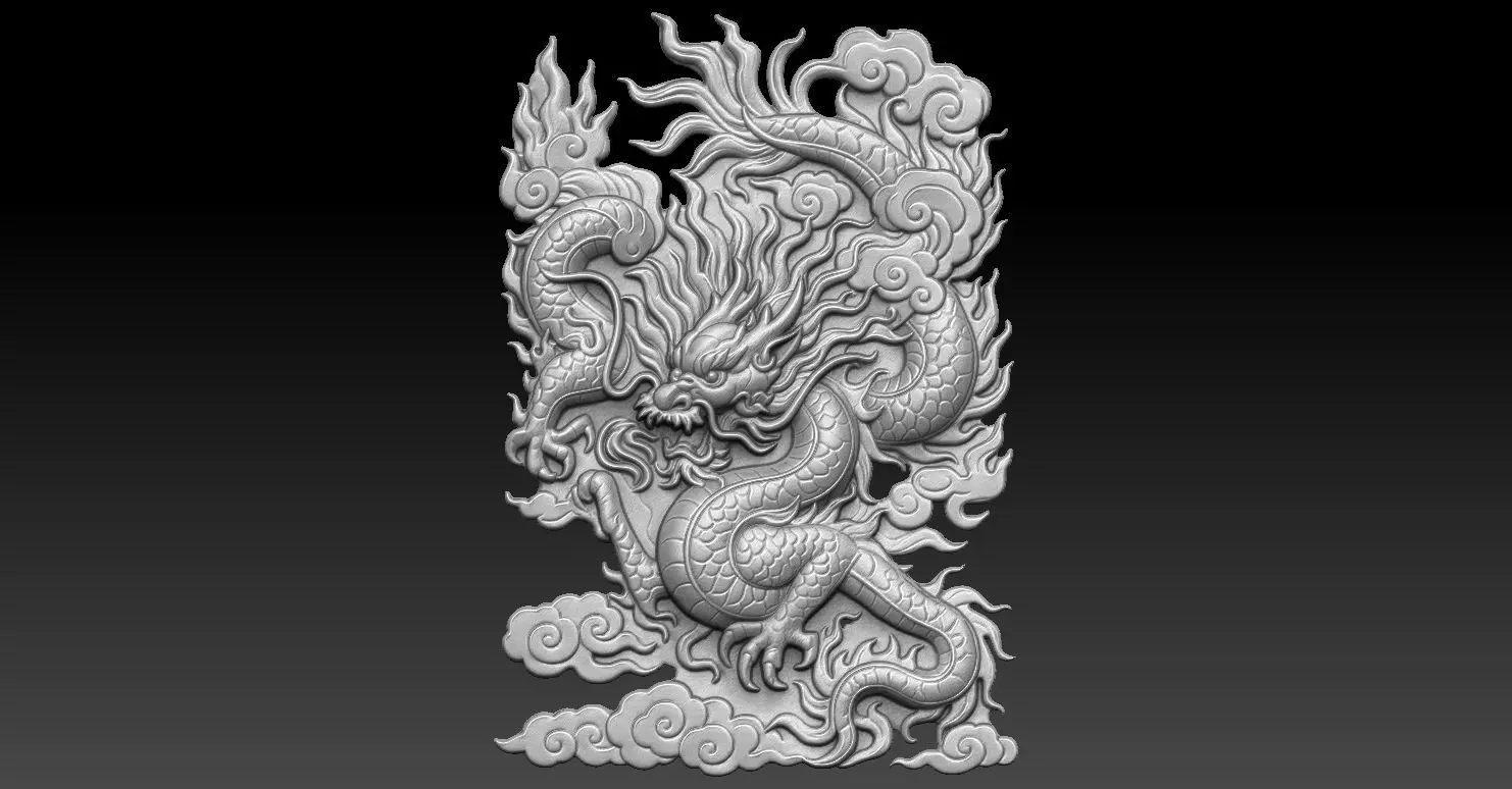 4 Dragon CNC Relief Model 3D print model_0