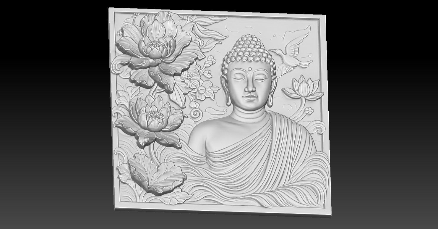 2 Buddha CNC Relief Model 3D print model_3