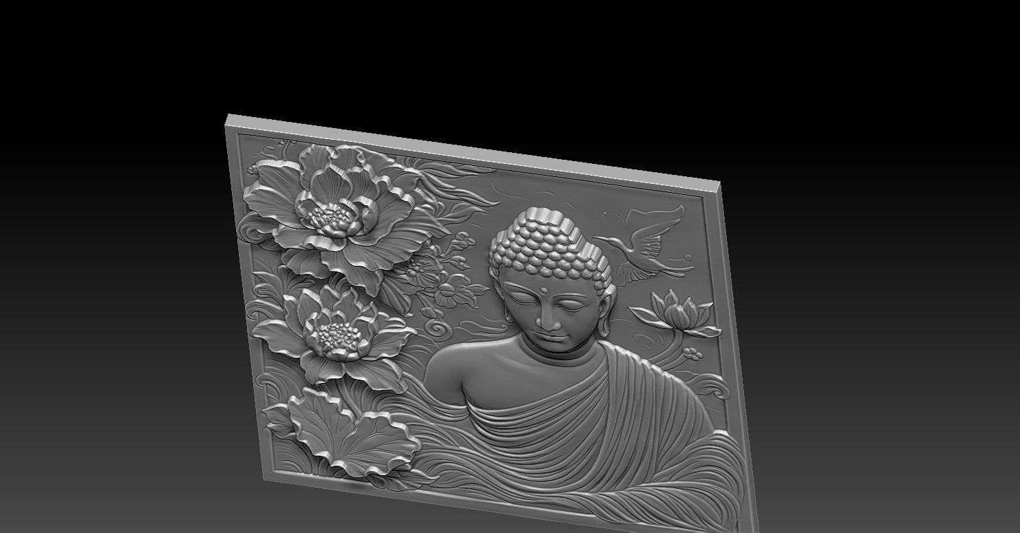 2 Buddha CNC Relief Model 3D print model_4