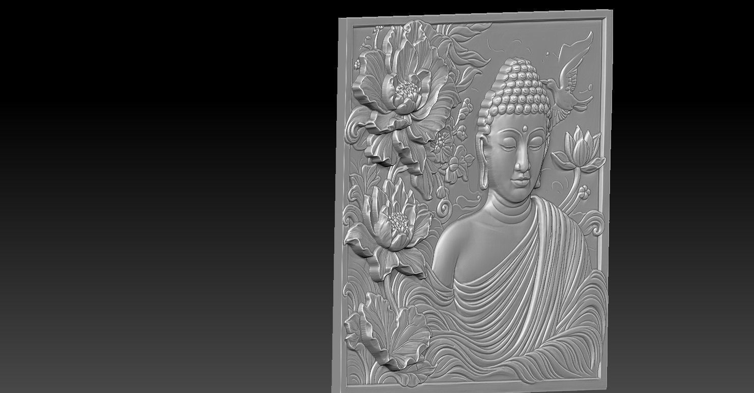 2 Buddha CNC Relief Model 3D print model_1