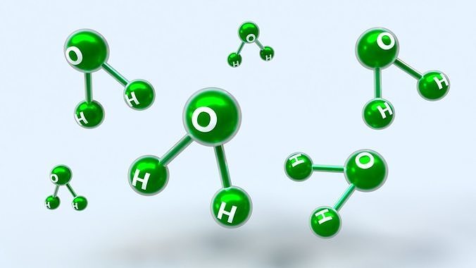 H2O Molecule Low-poly 3D model