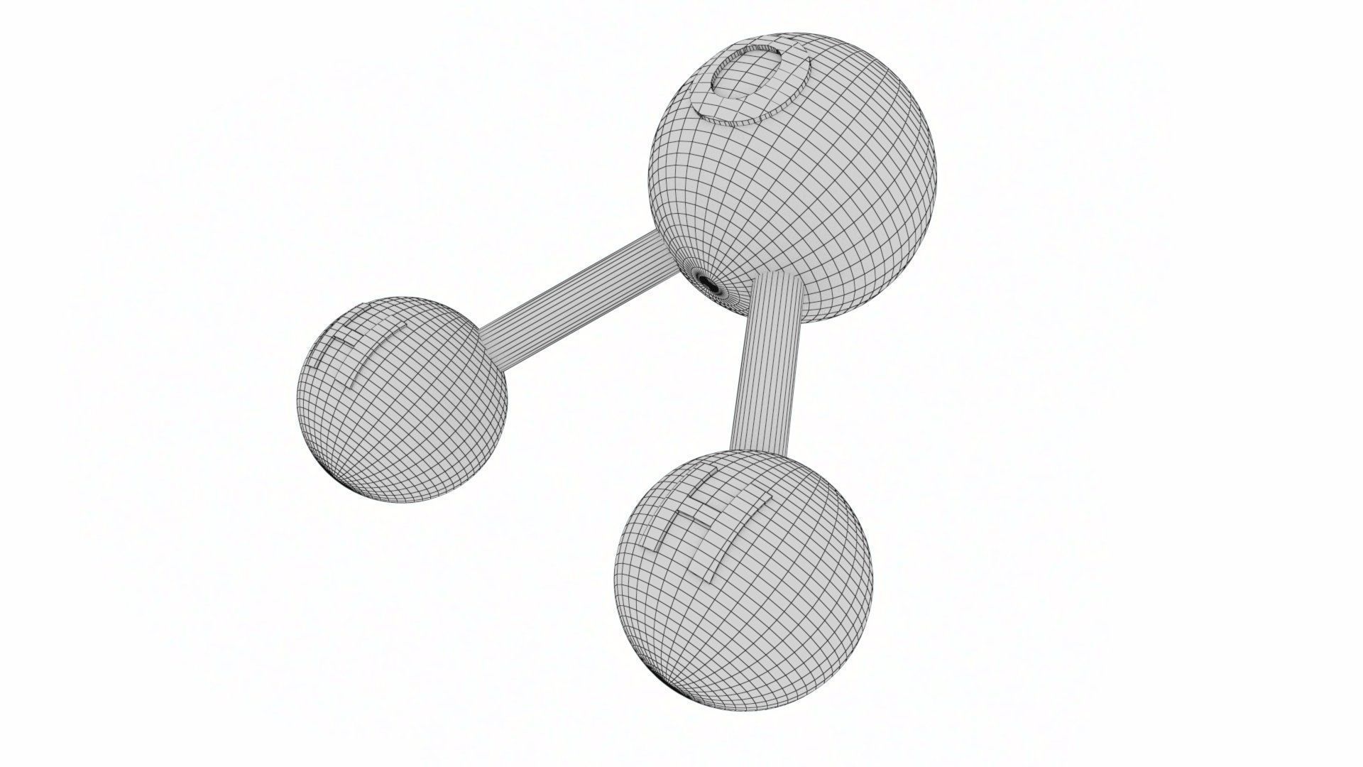 H2O Molecule Low-poly 3D model_11