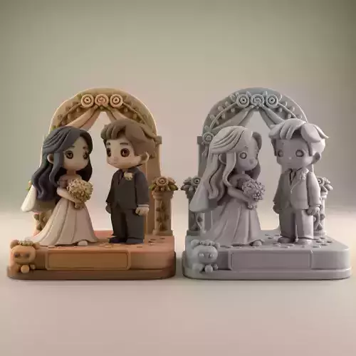 Cute Wedding Couple 3D STL Model Decor