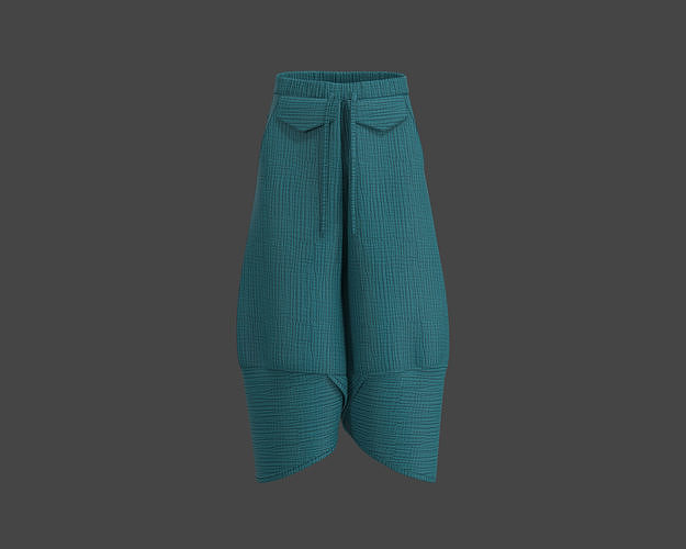 Men Loose Fit Harem Capri Pant Elastic Waist Drawstring 3D model