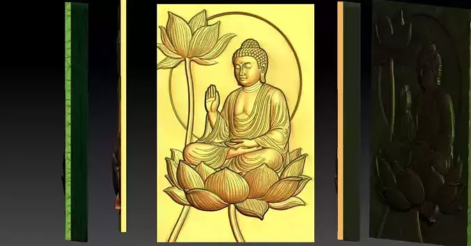 5 Buddha CNC Relief Model 3D print model