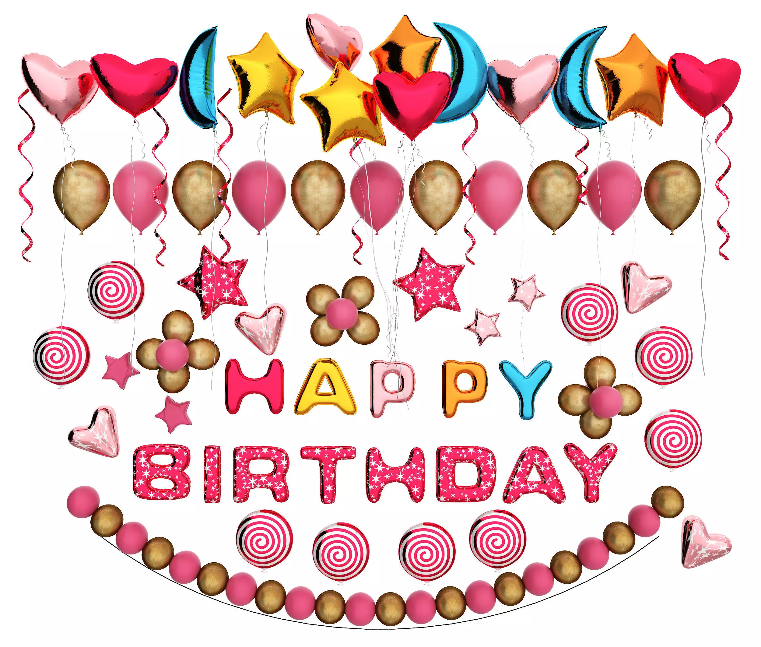 balloon Low-poly 3D model_0