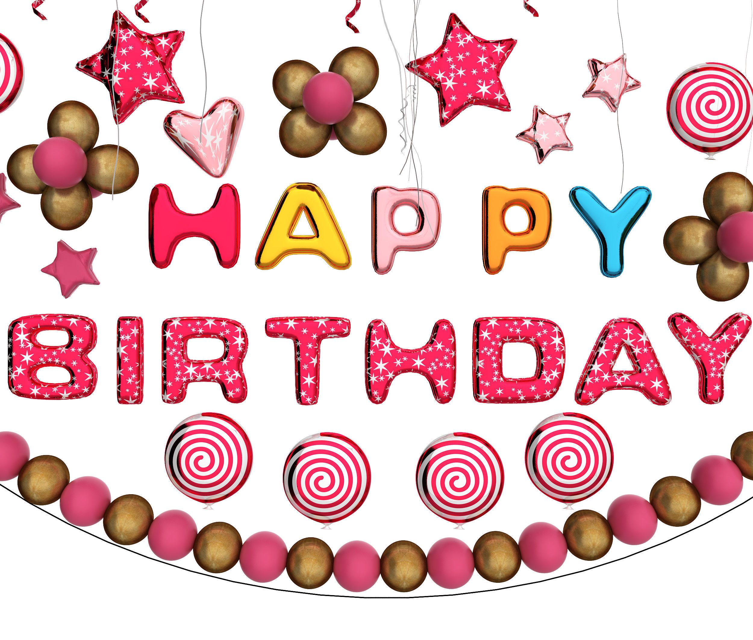 balloon Low-poly 3D model_4