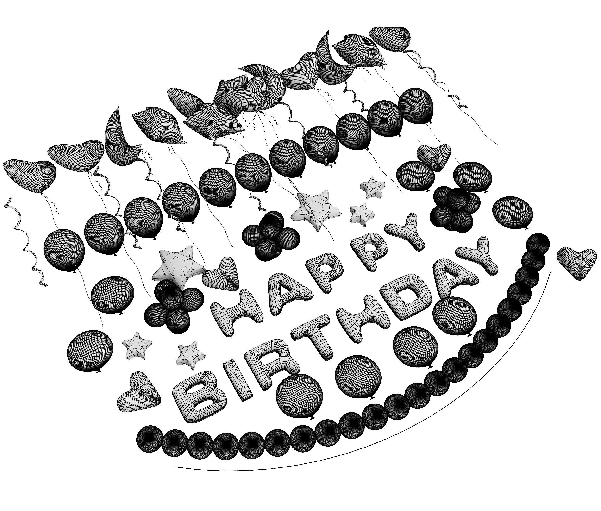 balloon Low-poly 3D model_16