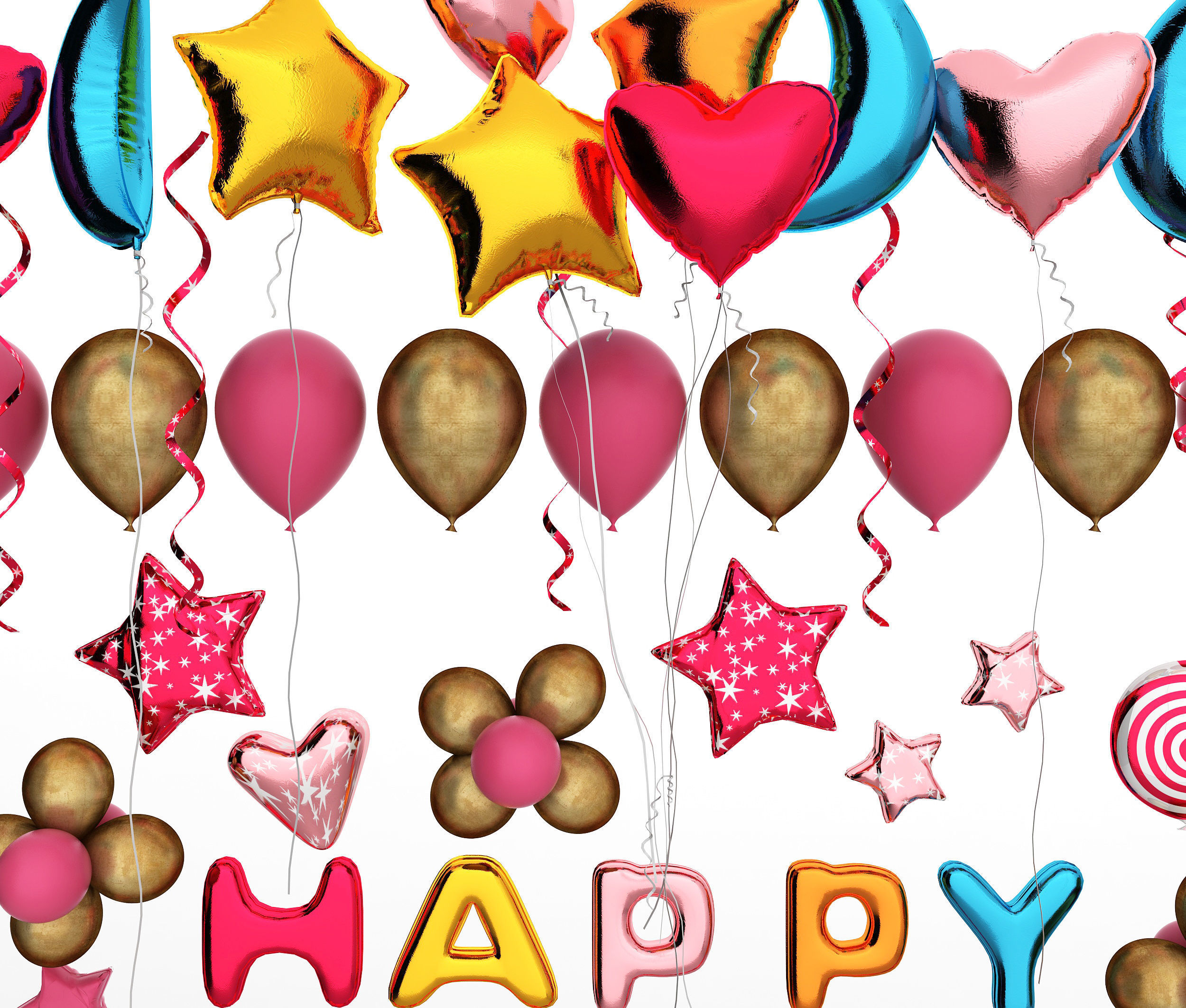 balloon Low-poly 3D model_7