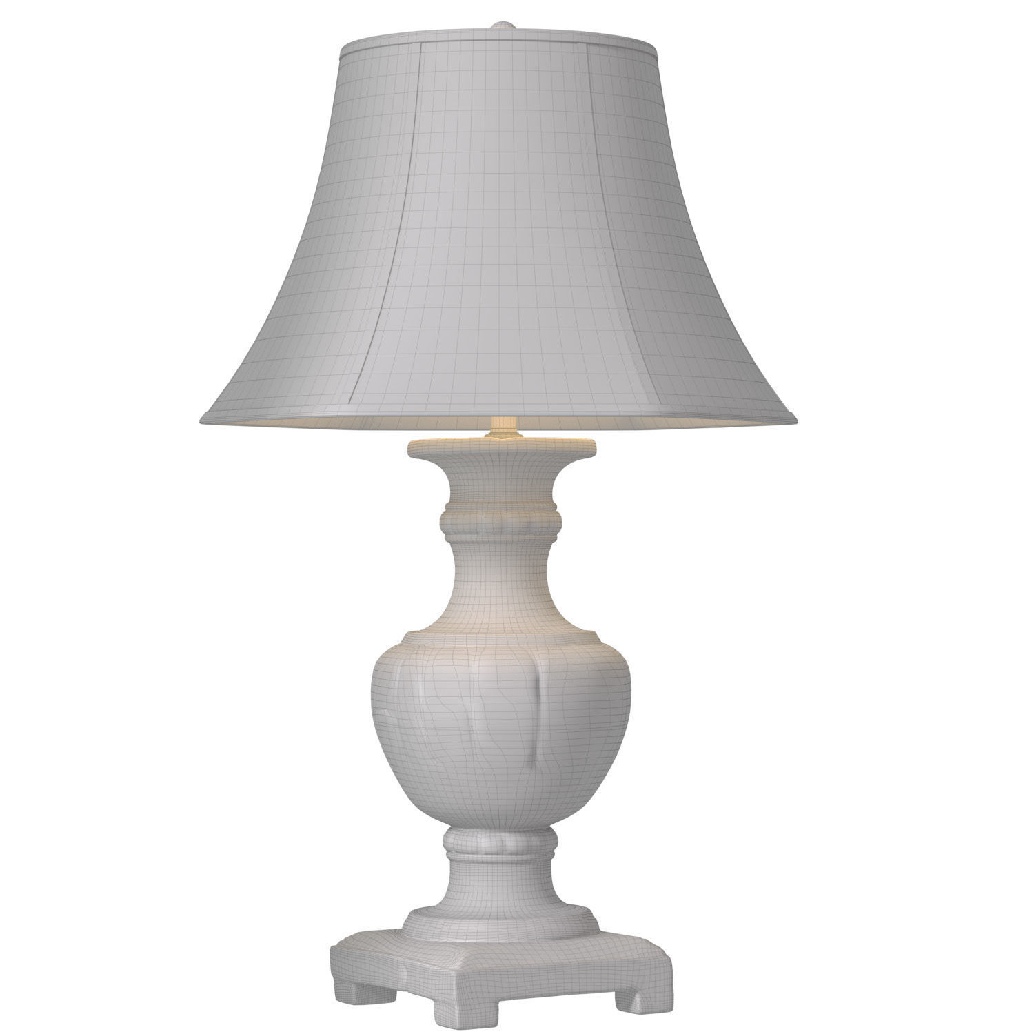 Rustic Distressed Nightstand Table Lamp With Carved Wood Base 3D model_4