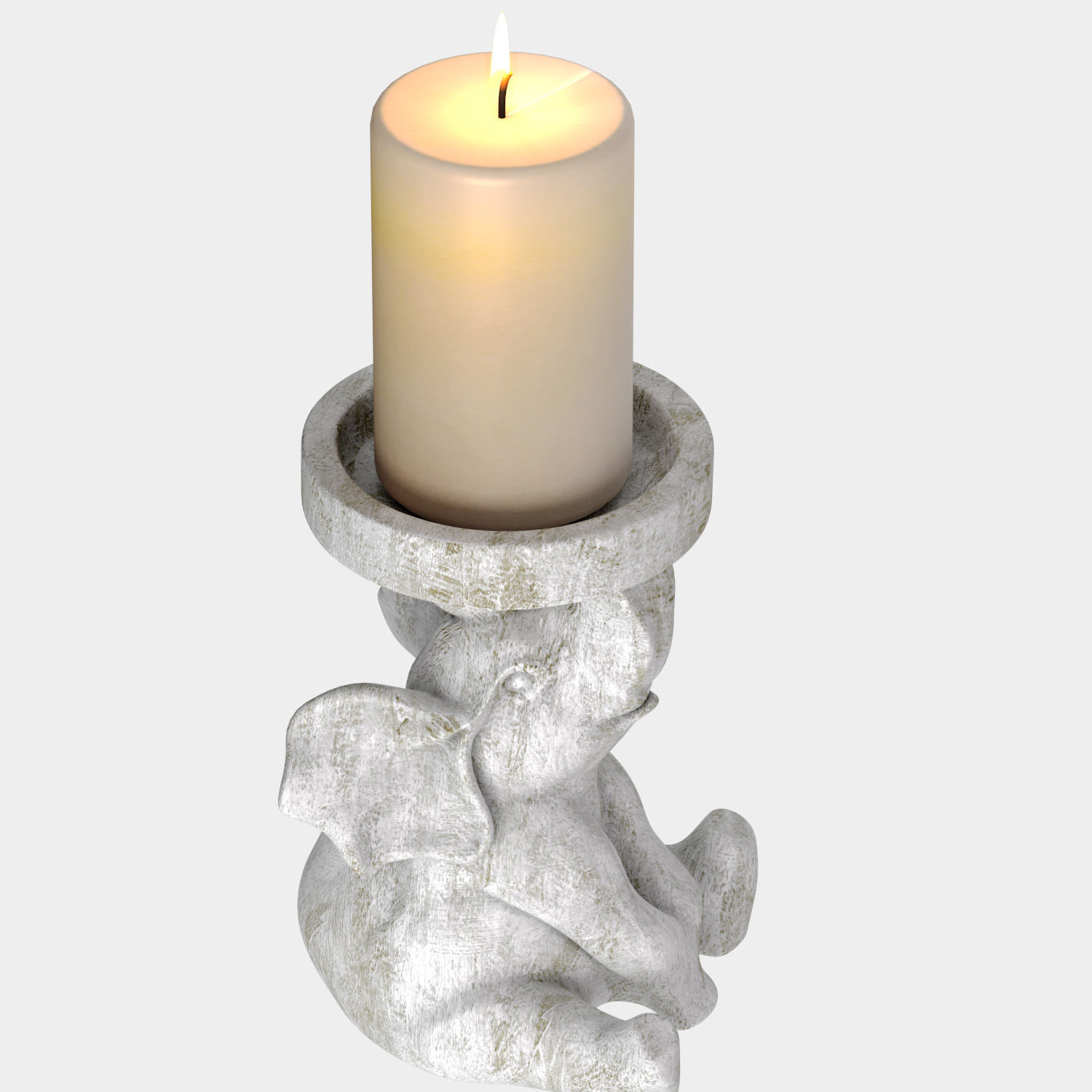 Decorative Elephant Candlestick Candle Holder Country Sculptures 3D model_2