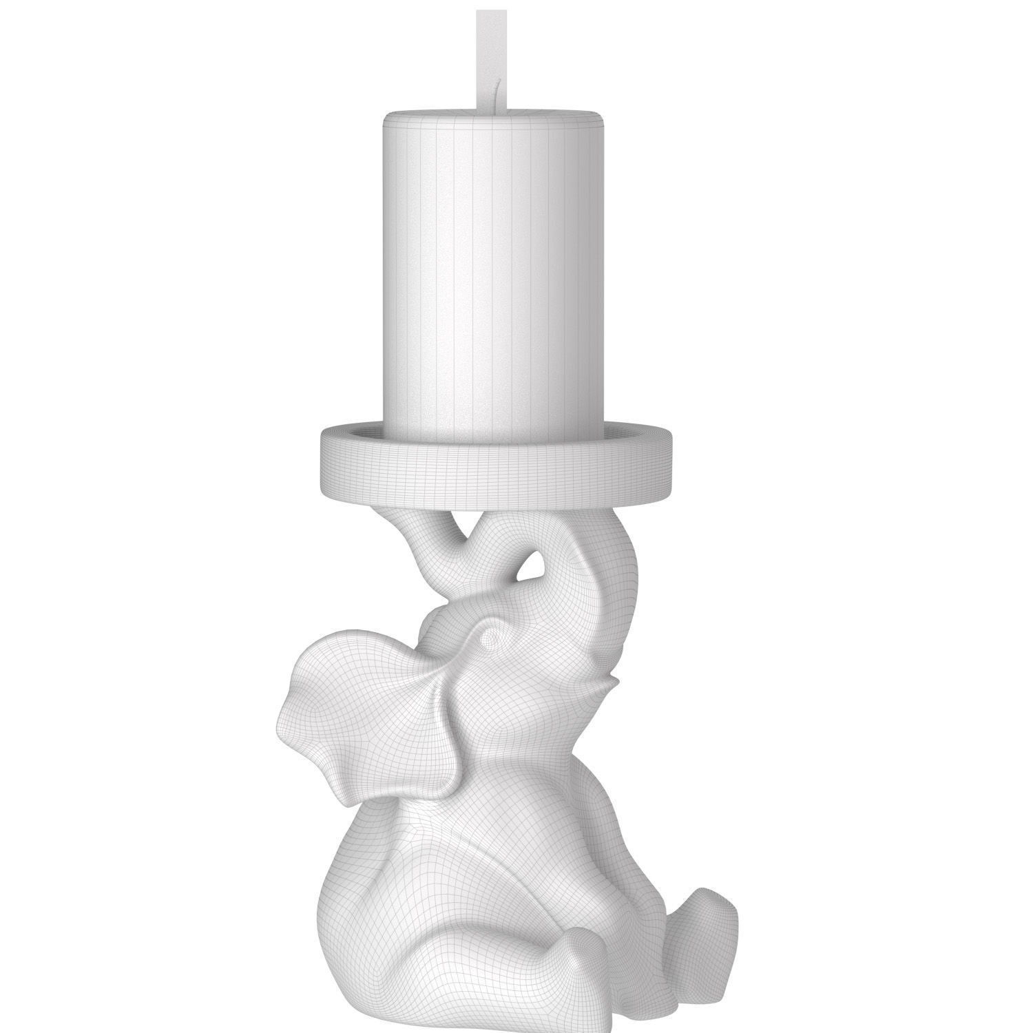 Decorative Elephant Candlestick Candle Holder Country Sculptures 3D model_4