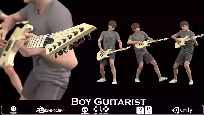 Guitarist Boy 03 Poses