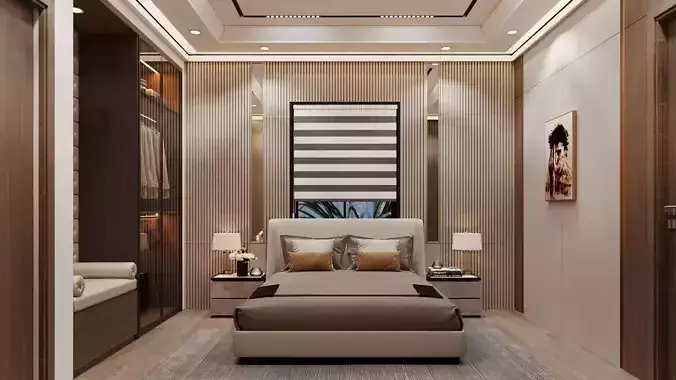 Modern Luxury Master Bedroom Interior  High-End 3D Visualization