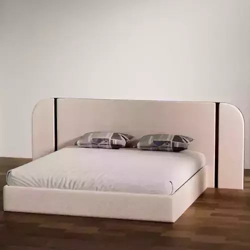 Soft Upholstered Double Bed 3D Model 