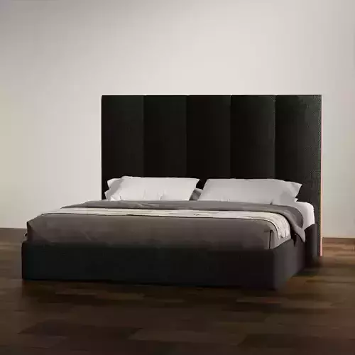 Contemporary Upholstered Bed with Tall Panel Headboard