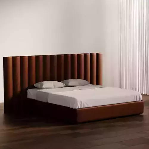 Modern Upholstered Bed with Vertical Headboard