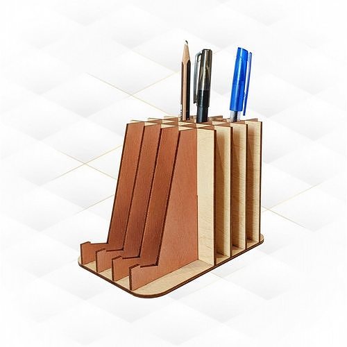 Gift stand holder for pens laser cut file organizer design 3D print model