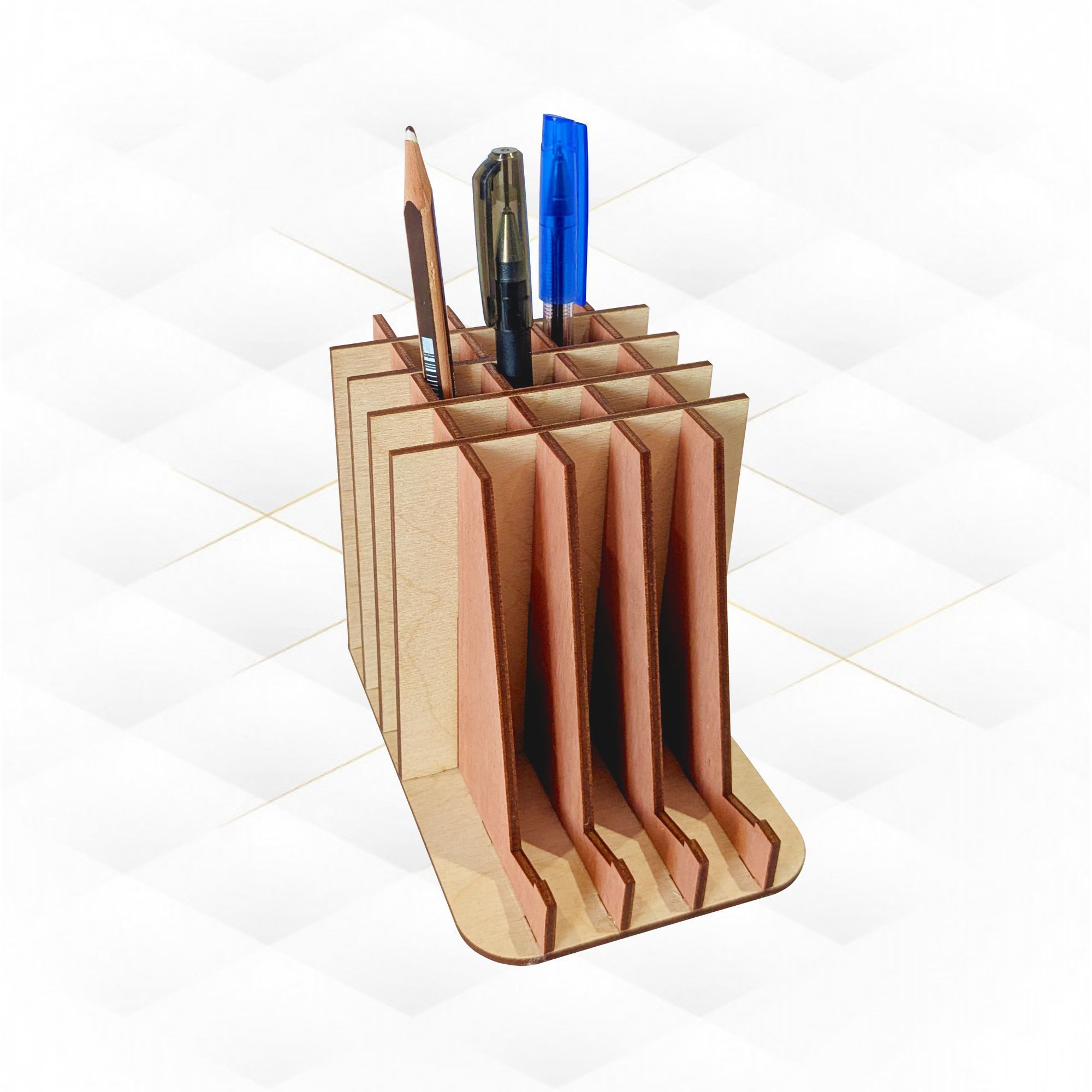 Gift stand holder for pens laser cut file organizer design 3D print model_2