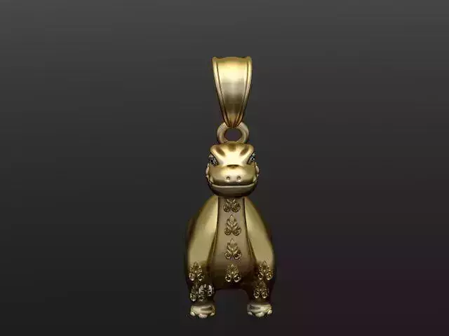 gold dinosaur pendant 3D printable model      