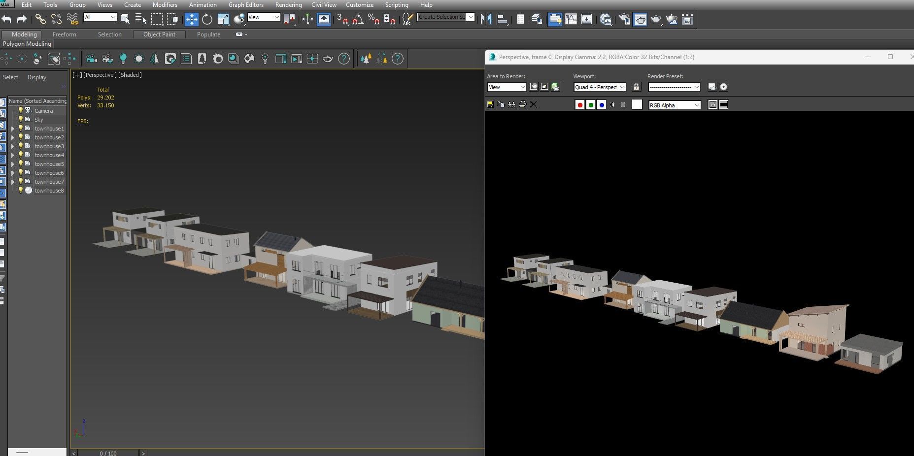 House collection 4 low poly townhouse Low-poly 3D model_37
