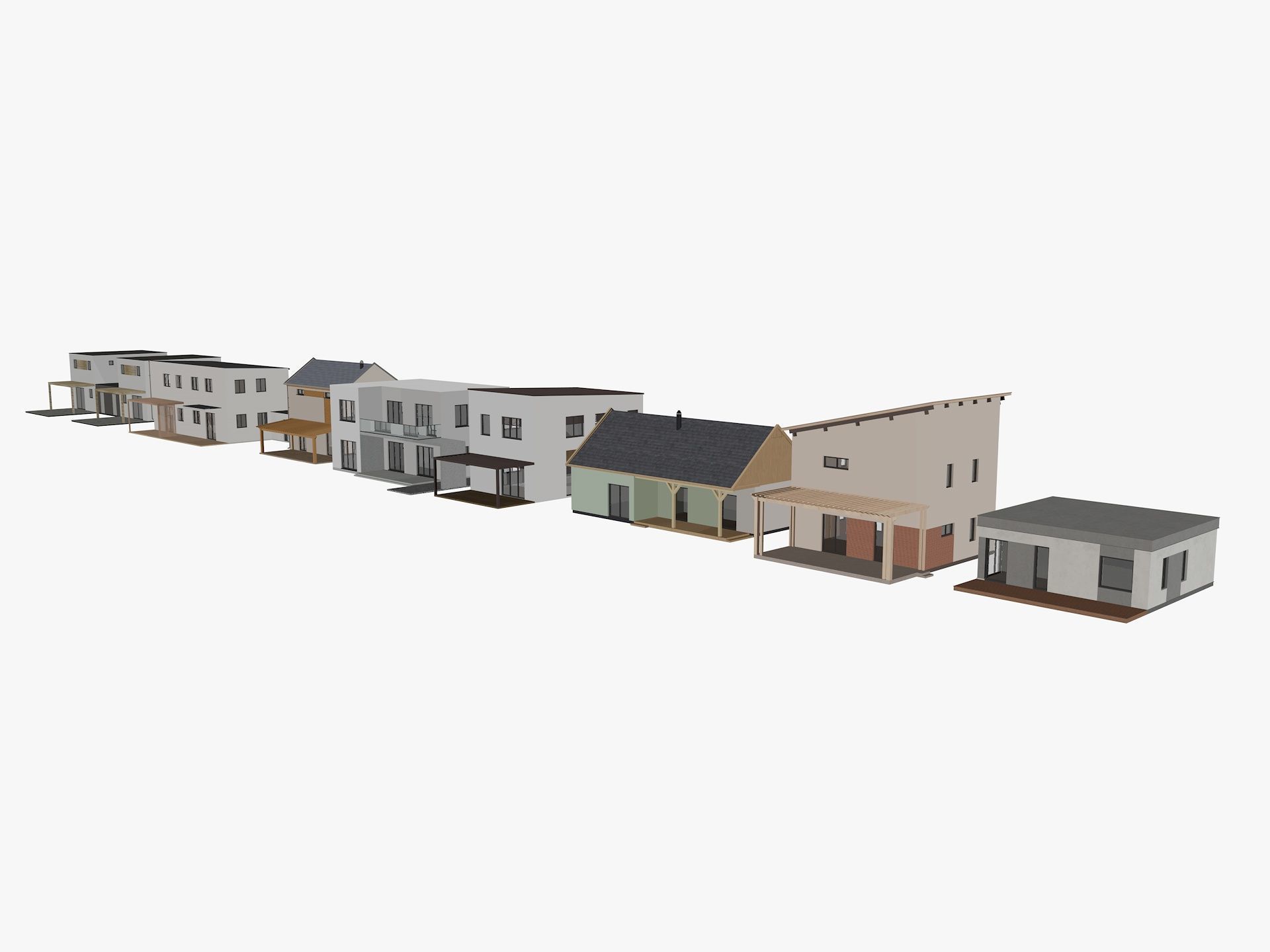 House collection 4 low poly townhouse Low-poly 3D model_2