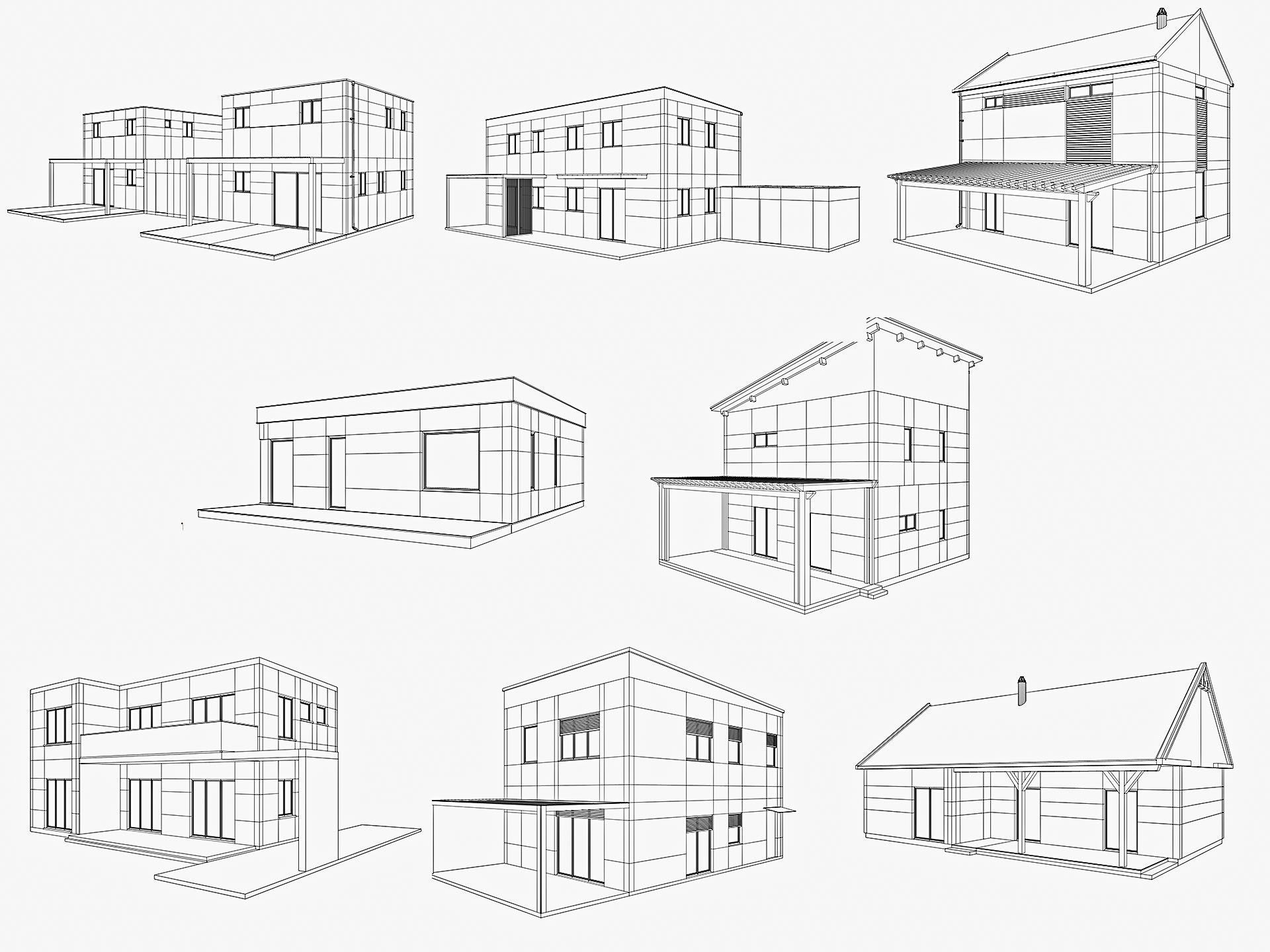House collection 4 low poly townhouse Low-poly 3D model_1