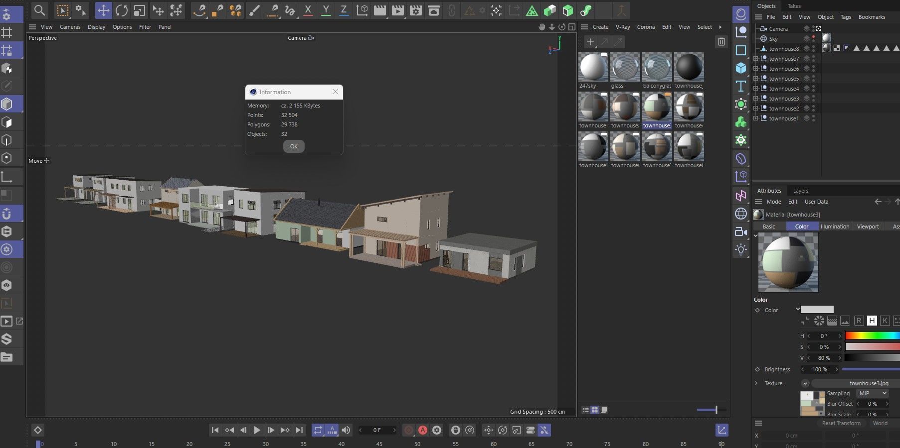 House collection 4 low poly townhouse Low-poly 3D model_36