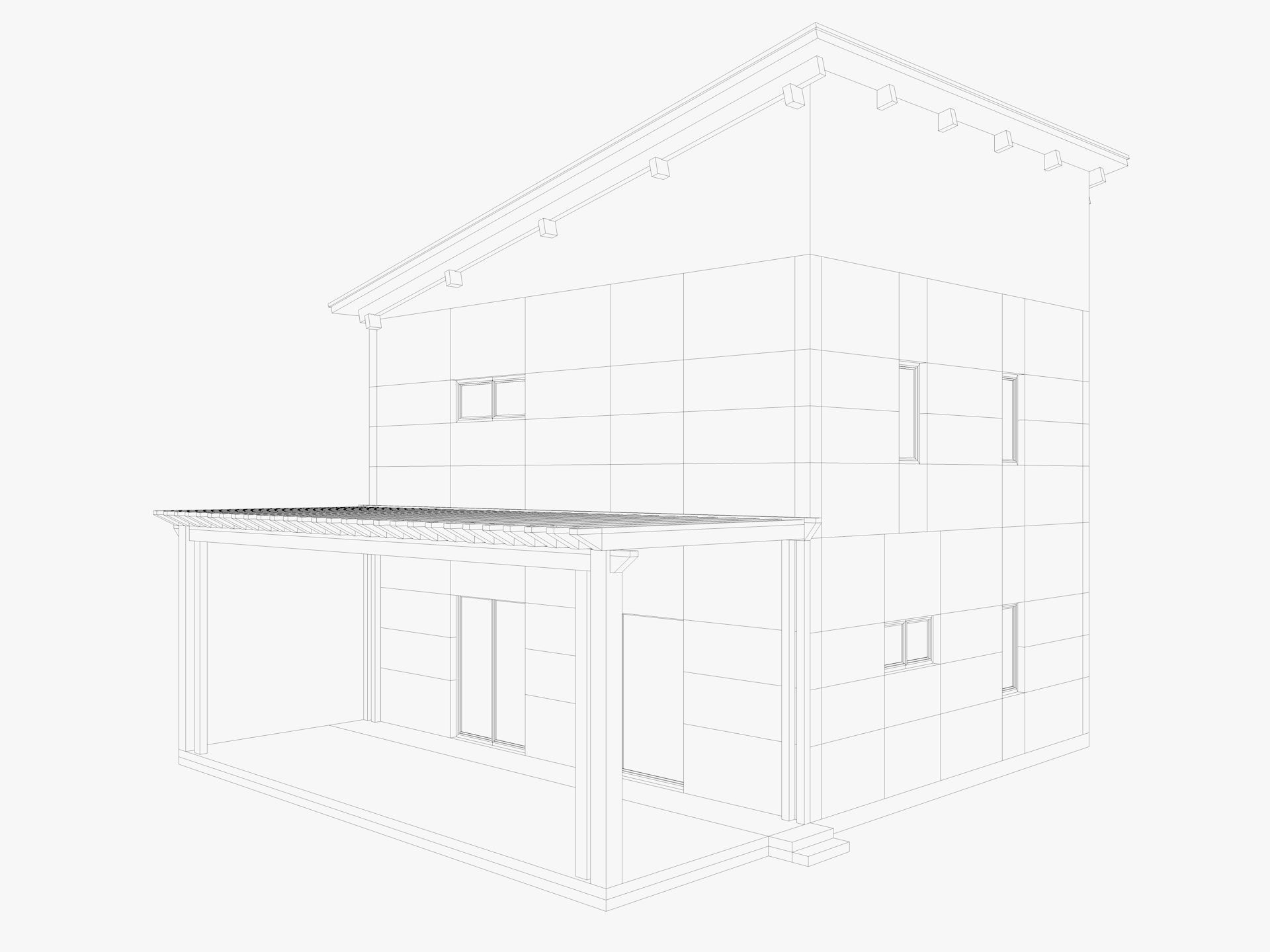 House collection 4 low poly townhouse Low-poly 3D model_10
