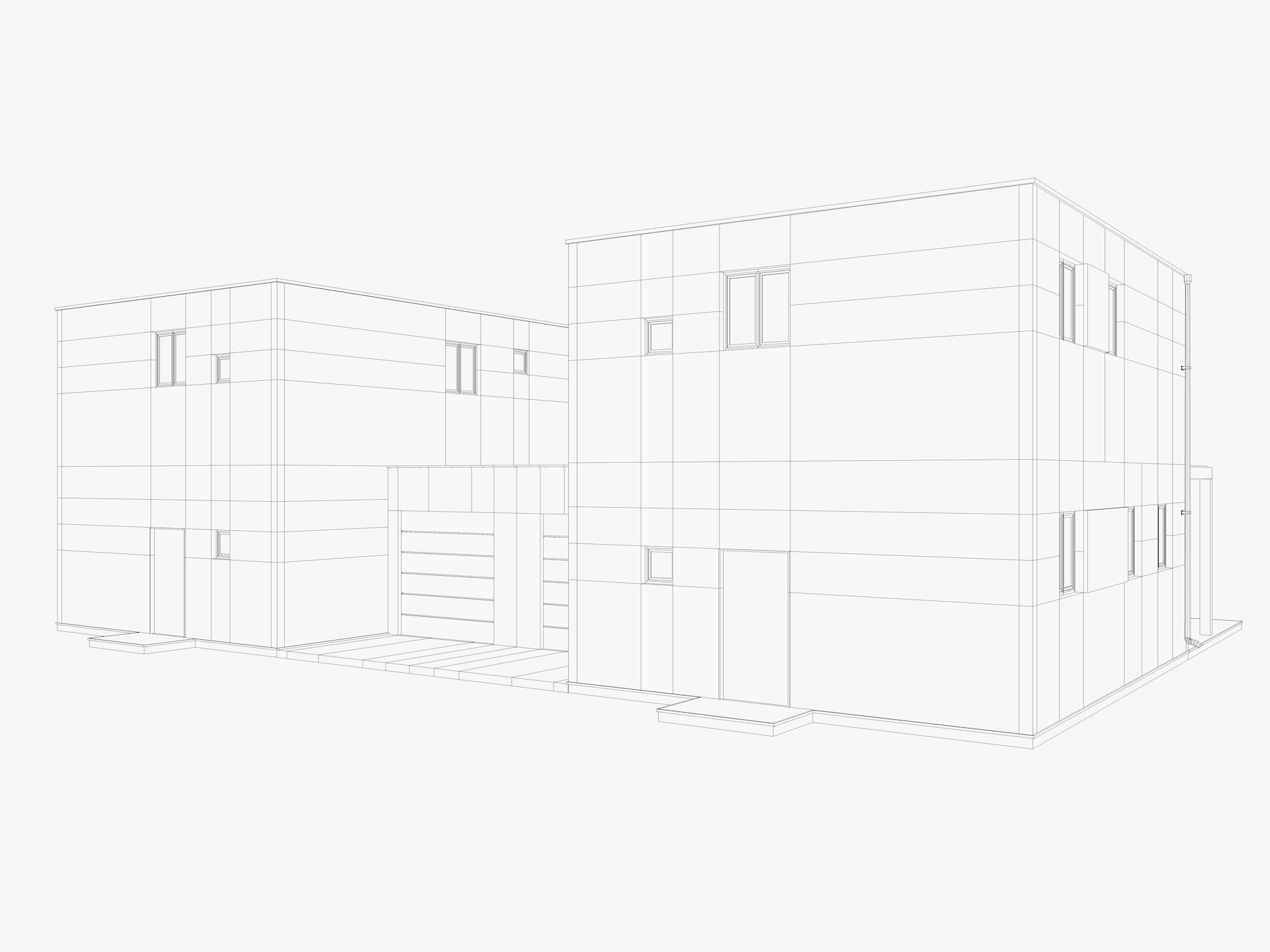 House collection 4 low poly townhouse Low-poly 3D model_35