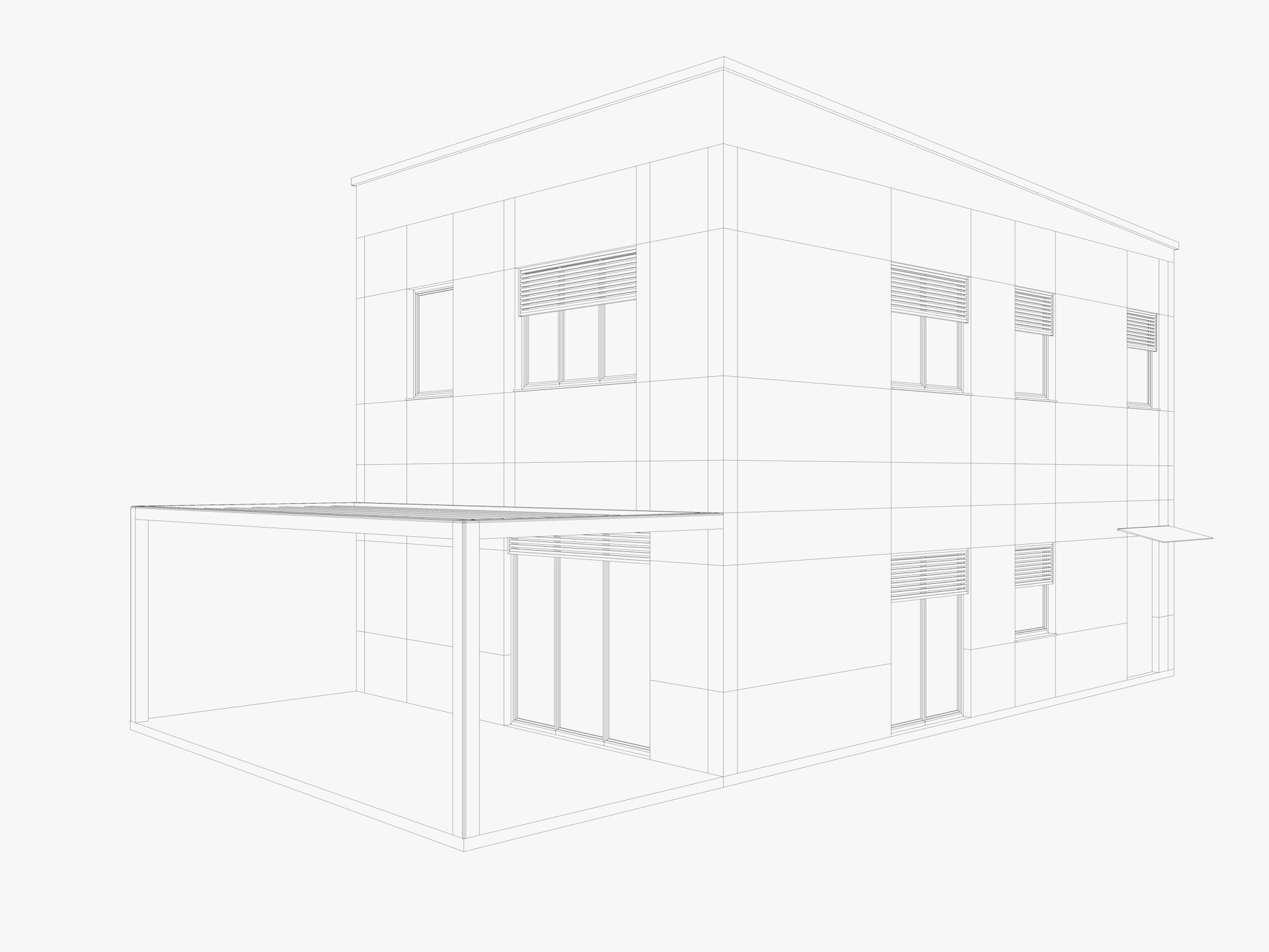 House collection 4 low poly townhouse Low-poly 3D model_18