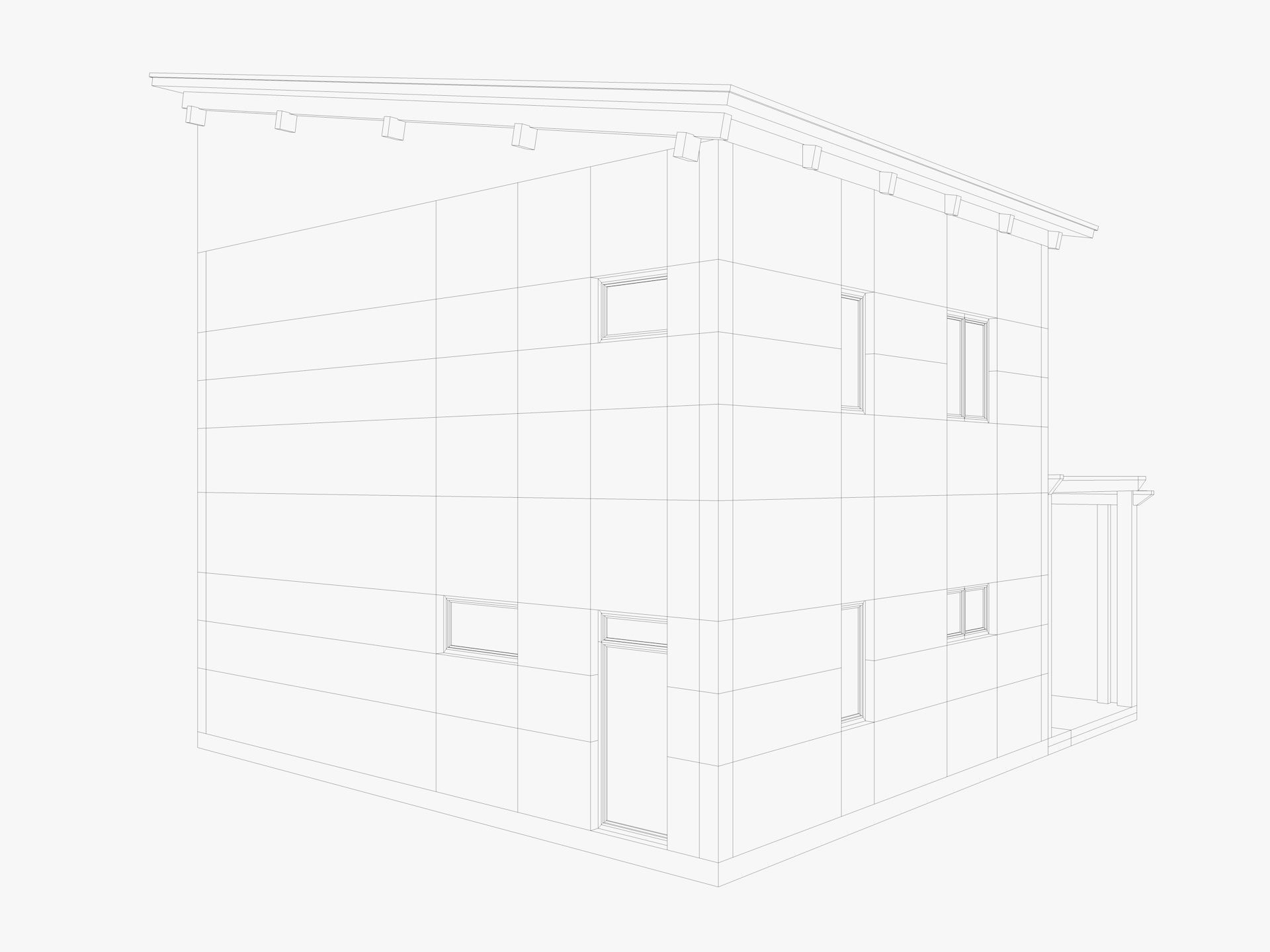 House collection 4 low poly townhouse Low-poly 3D model_11