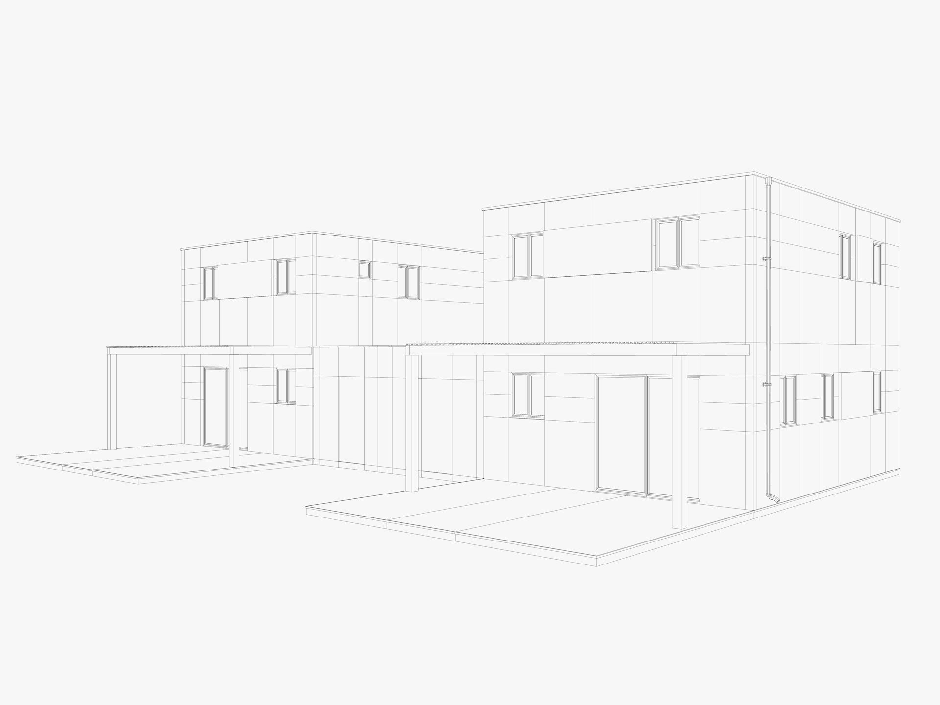 House collection 4 low poly townhouse Low-poly 3D model_34