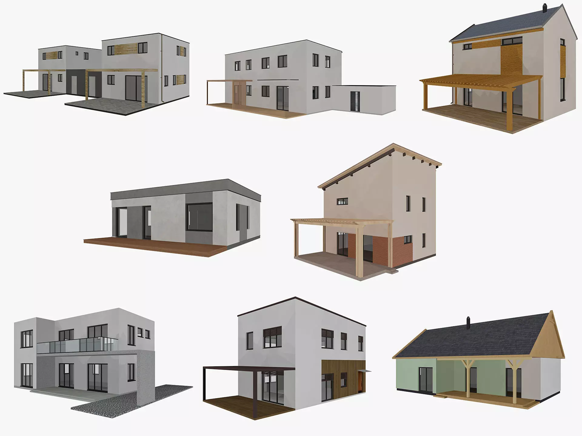 House collection 4 low poly townhouse Low-poly 3D model_0