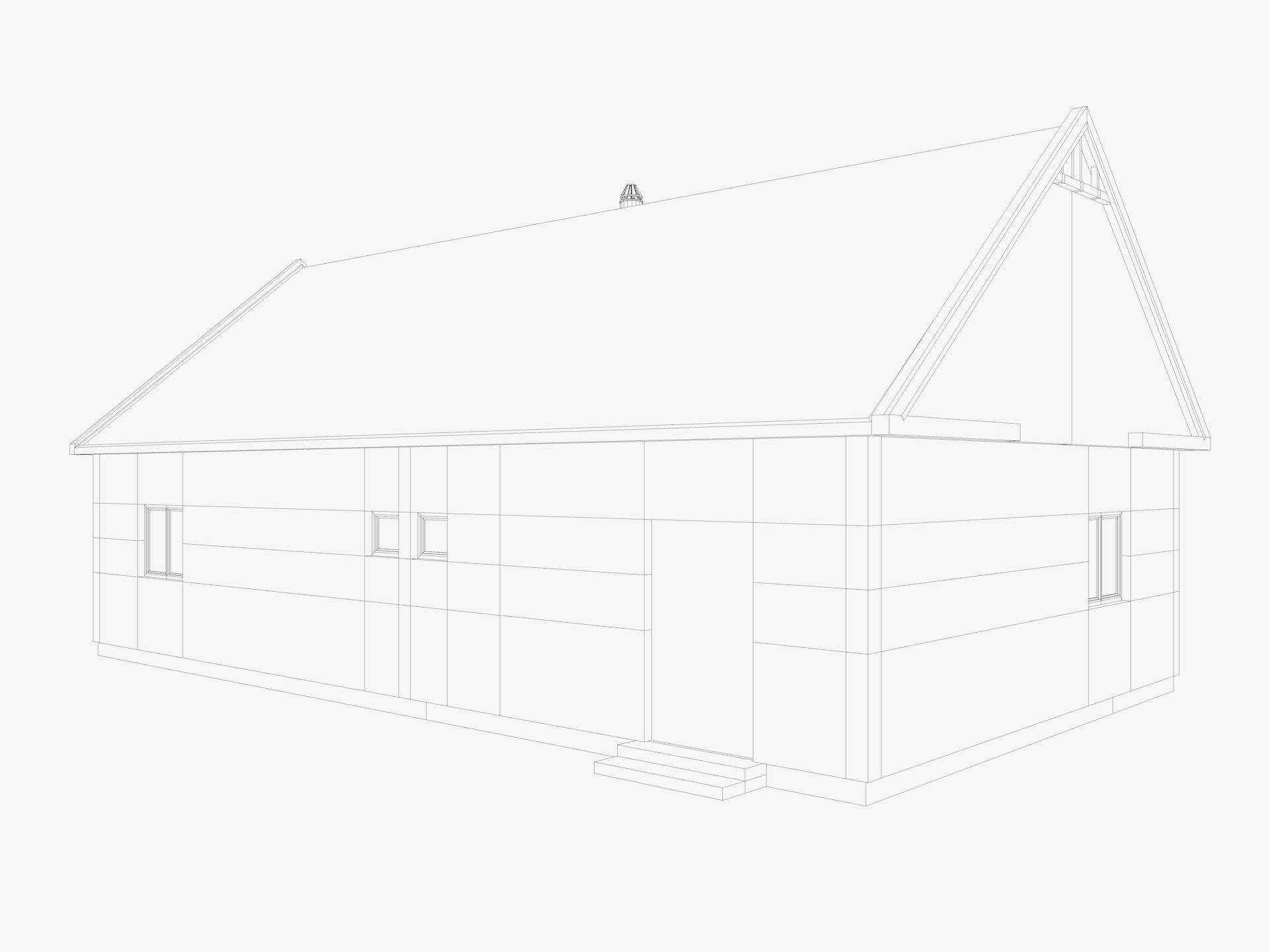 House collection 4 low poly townhouse Low-poly 3D model_15