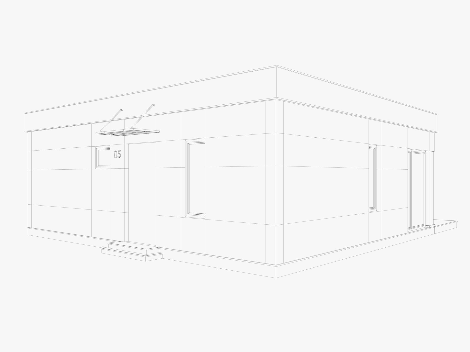 House collection 4 low poly townhouse Low-poly 3D model_7