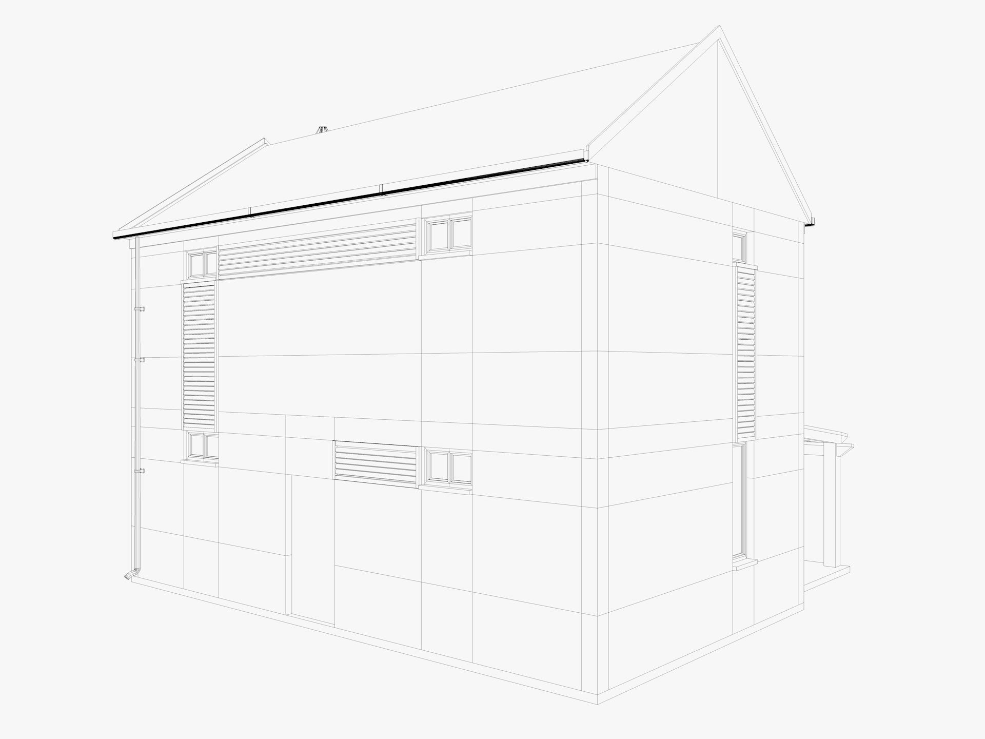 House collection 4 low poly townhouse Low-poly 3D model_27