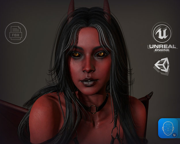 Demon Woman Low-poly 3D model