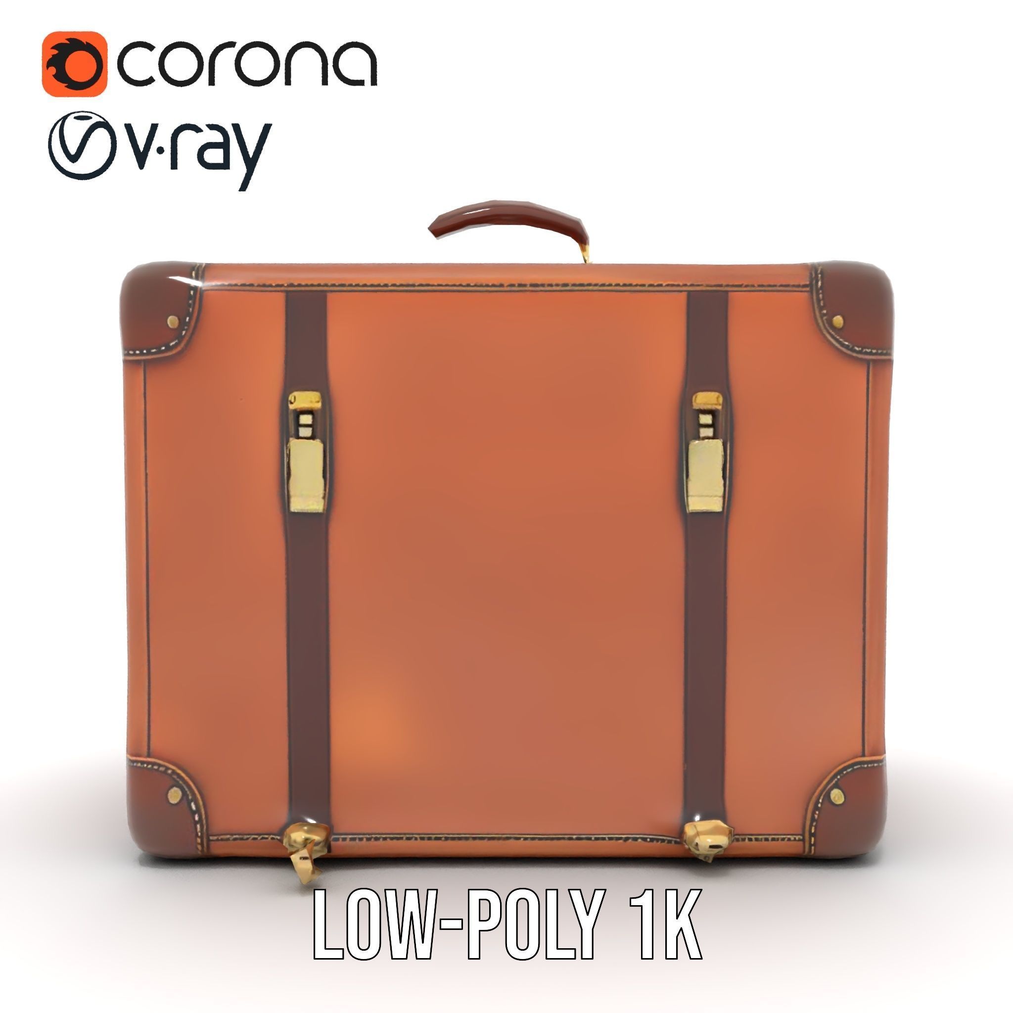 Vintage Leather Suitcase Model Pack Low-poly 3D model_15