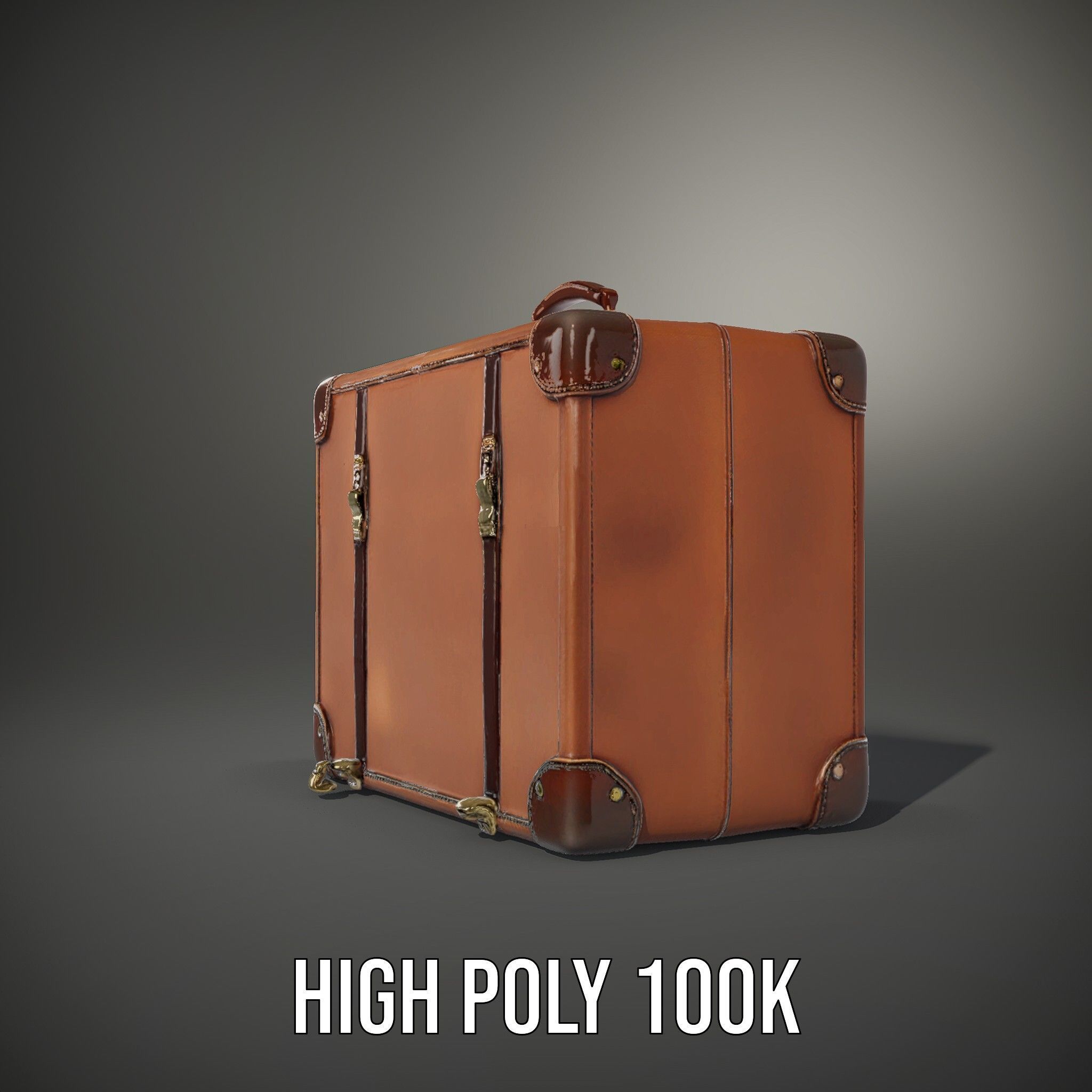 Vintage Leather Suitcase Model Pack Low-poly 3D model_9