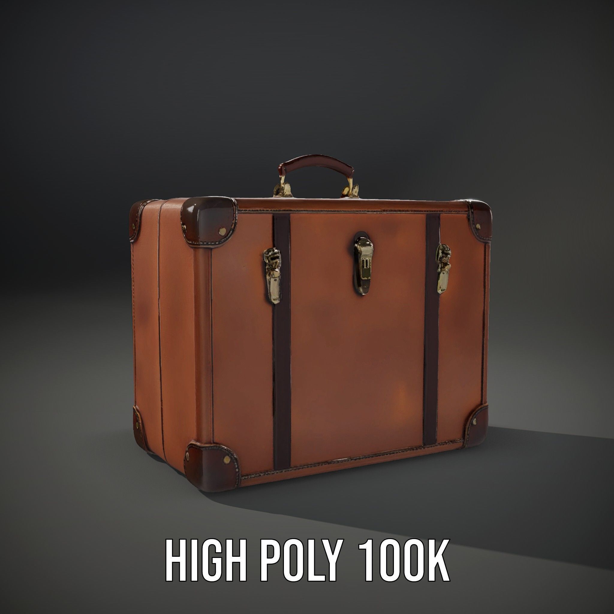 Vintage Leather Suitcase Model Pack Low-poly 3D model_11