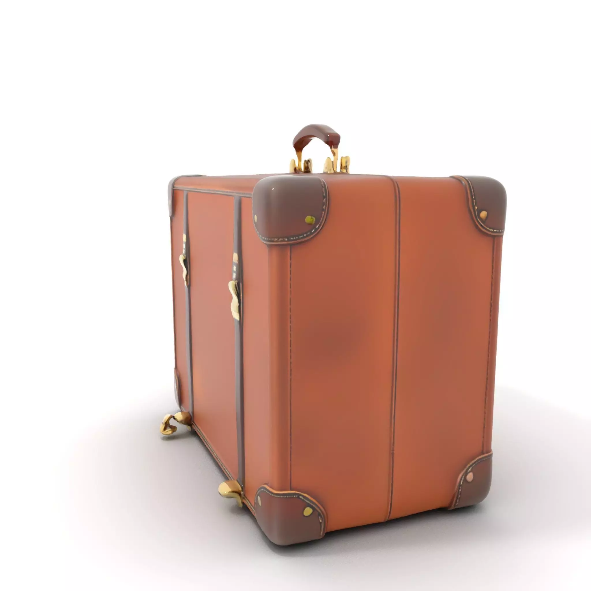 Vintage Leather Suitcase Model Pack Low-poly 3D model_0